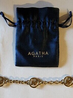 Agatha Paris Gold Link Bracelet with Logo Scottie Cut Out Medallion Links